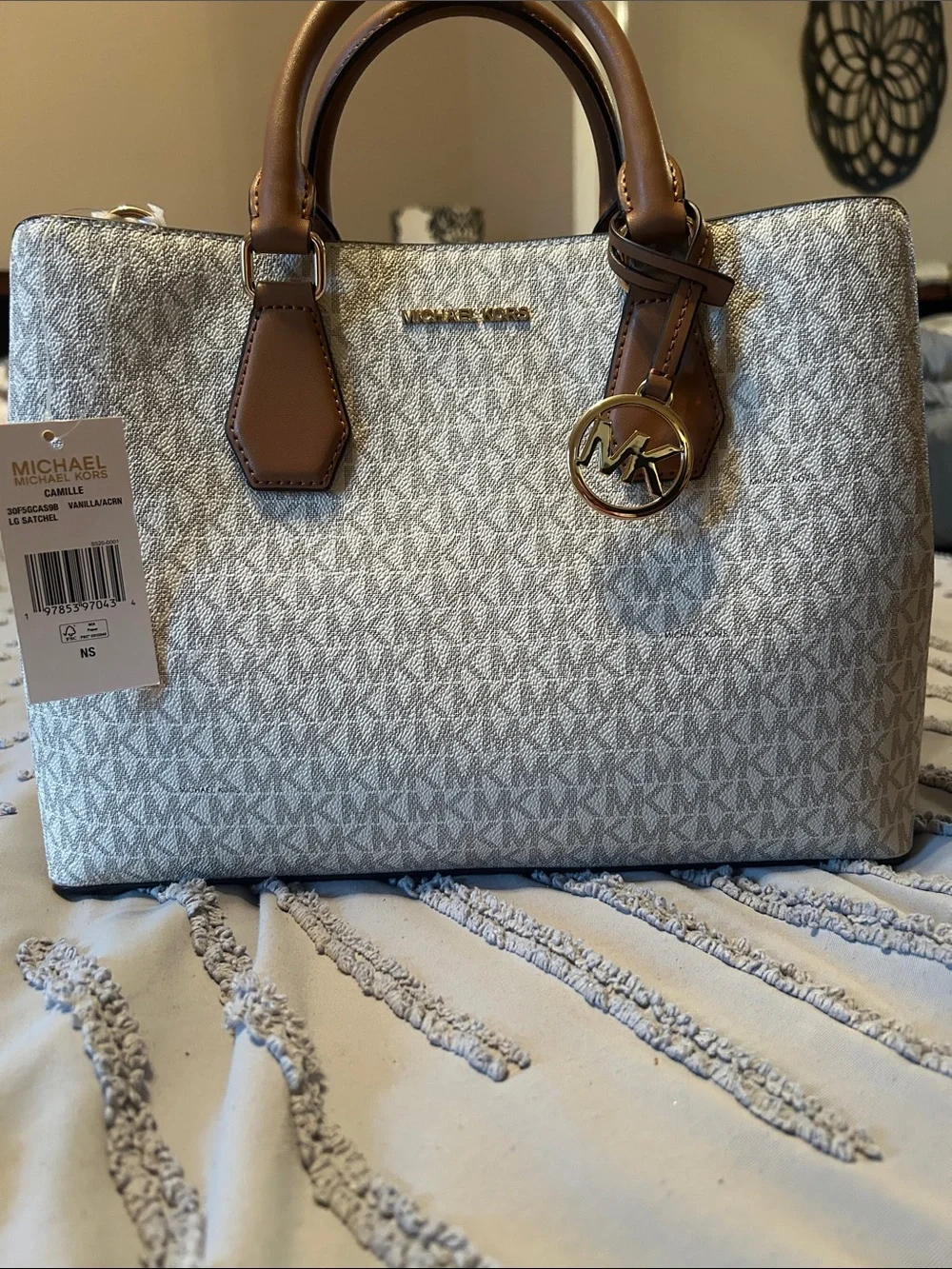 Michael Kors Camille Satchel in Vanilla with Acorn Trim